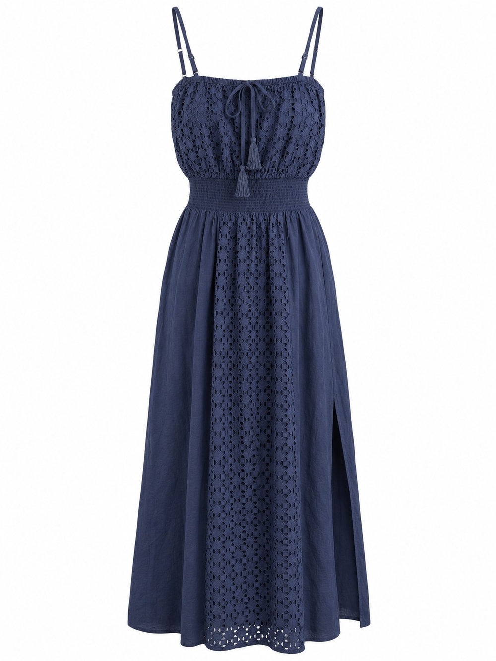 ATHLETA | Molokai Blue Lightweight Cotton Silk Eyelet Lace Maxi Dress | S